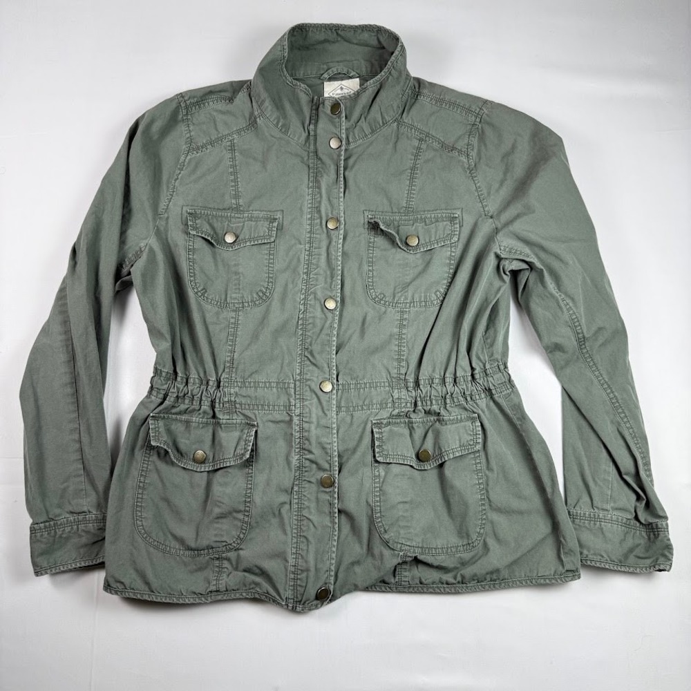 St Johns Bay Womens XL Olive Green Cotton Utility Field Jacket